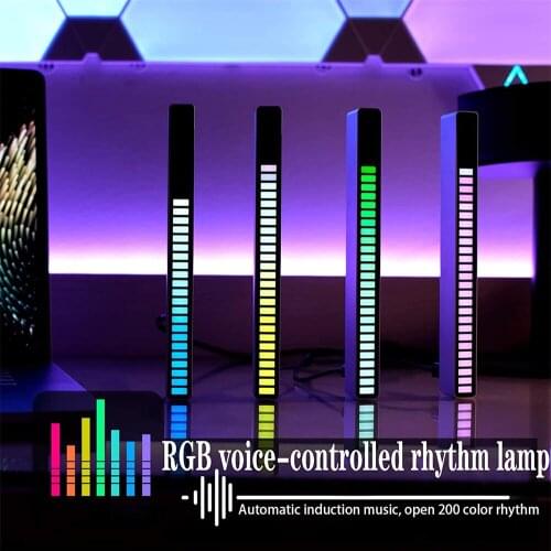 RGB Music Levels Lights LED Rhythm Night Light Voice-Activated Music Sound Colorful Atmosphere Lamp USB Rechargeable Home Decor