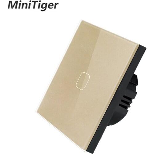 EU Standard Smart Home Free Shipping Touch Switch 1 Gang 1 Way Wall Light led touch switch 220V Crystal Glass Panel