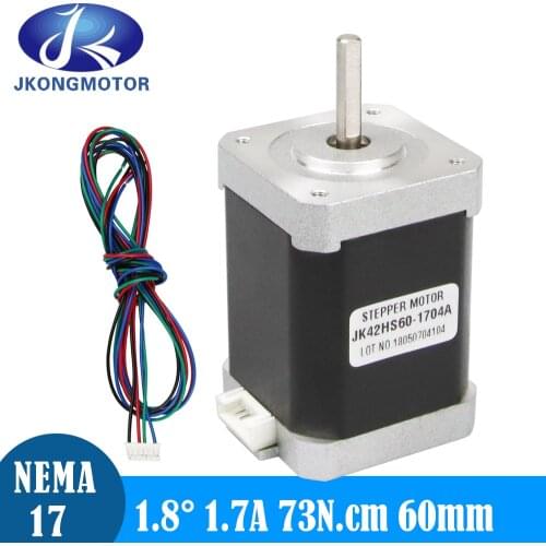 Jkongmotor Nema17 Stepper Motor 1.8deg 1.2A 1.7A 60mm 3D Printer Motor 0.6N.M 0.73N.M 4-Lead for CNC 3D Printing Robot Arm