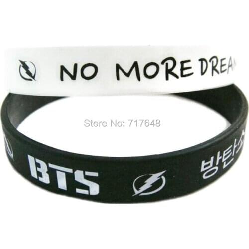 100pcs Kpop Bangtan Boys no more dream wristband silicone bracelets free shipping by ePacket A