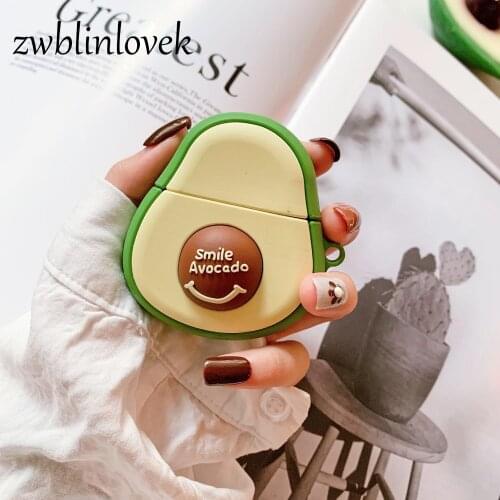Silicone Soft Airpods Fruit 3D Smile Avocado Key Chain Accessories Case Protective Cover Bag Box Earphone Case Keyring For Women