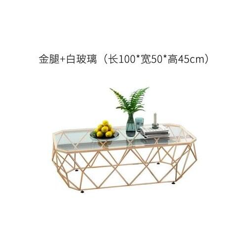 Nordic small size wrought iron light luxury creative marble coffee table living room tempered glass square coffee table modern m