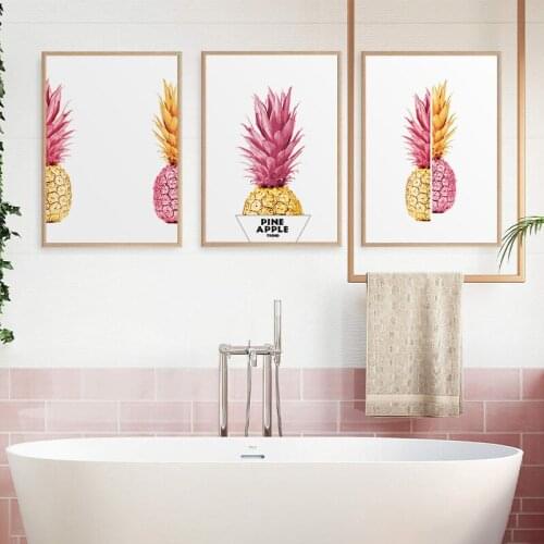 Nordic Golden Pink Pineapple Canvas Painting Wall Art Posters and Prints Decorative Pictures for Living Room Modern Home Decor