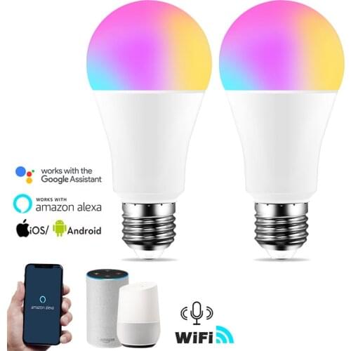 15W WiFi Smart Light Bulb E27 LED RGB Lamp Work with Alexa Google Home 85-265V RGB+C+W Dimmable Timer Function Magic Bulb