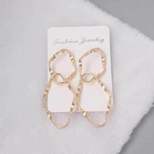 Irregular Geometric Statement Dangle Earrings Double-layers Hollow Round Pendants Women Drop Earrings Punk Fashion Jewelry