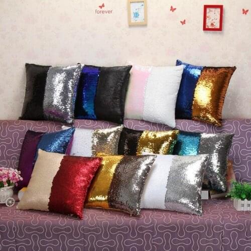 Magic Pillowcase Reversible Sequins Pillow Cushion Cover Paintable Holiday Wedding Valentines Day Decor for Sofa 40*40cm 1pc