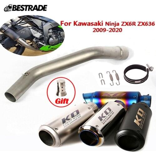 Exhaust System For Kawasaki Ninja ZX6R ZX636 2009-2020 Motorcycle Middle Link Pipe Slip 51mm Muffler Tube Stainless Steel