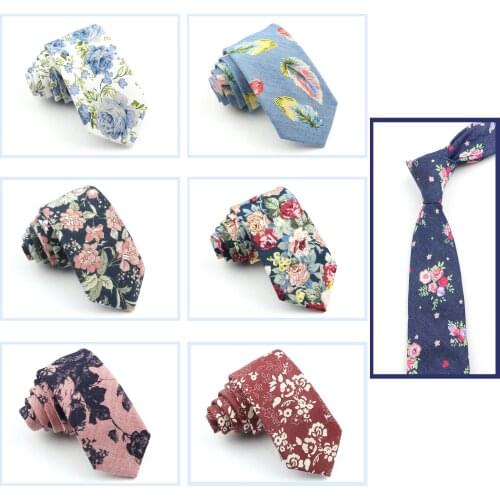 High Quality Mens Floral Ties Printed 100%Cotton 6.5cm Slim Neckties For Wedding Party Casual Skinny Gravata New Design Gift