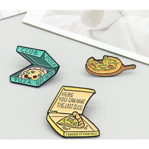 Baked pizza Enamel Brooch Boxed sliced pizza Lapel Pin I left you the last piece, Pizza Club Badge Bags clothes Custom pins
