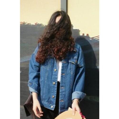 Women denim jacket autumn & winter outwear vintage harajuku oversize loose female jeans coat long sleeve casual jackets