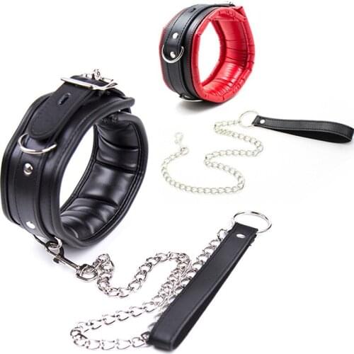 SM PU Leather Dog Neck Collar Slave Bondage Belt With Chains Fetish Dog Roleplay Erotic Sex Shop Adult Game Accessories Sex Toys