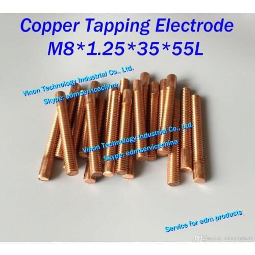 10pc/lot) M8x1.25x35x55mm Copper Orbital Tapping Electrode for EDM spark, copper threading electrode M8 (With Hole)