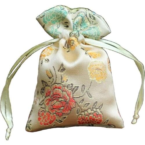 10pcs Cute Drawstring Mini Chinese Silk Pouch Wedding Party Candy Favor Bags Gift Chocolate Packaging Empty Spices Pack Wholesal