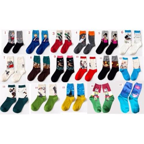 120pairs/lot hot selling fashion retro oil painting sock 17 color for choose