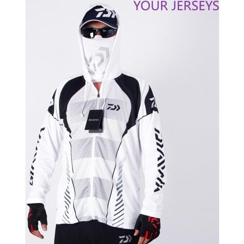 2022 Famous Brand Men Daiwa Sports Fishing Outdoor Mesh Breathable Hood Mens Fishing Clothes Dawa New White Fishing Jersey DAIWA