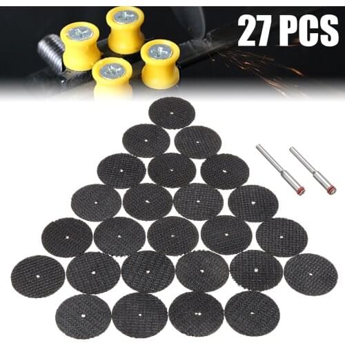 25pcs 32mm Cut-off Wheel Fiberglass Cutting Disc Kit Metal Wood Grinding Rotary Tool Accessories with 2pcs Mandrel
