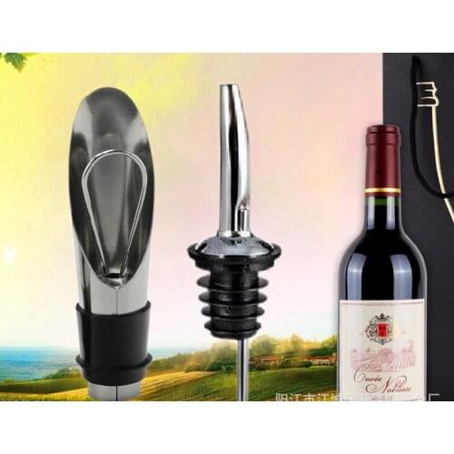 2PCCS/LOT New 304#Stainless Steel Liquor Spirit Pourer Free Flow Wine Bottle Pour Spout Stopper barware wine pourer LJ 007