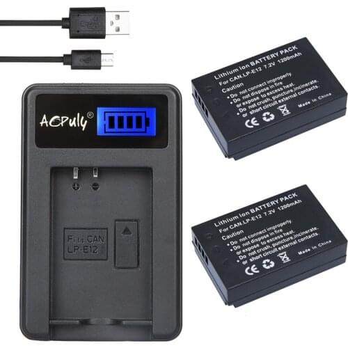 2X LP-E12 LPE12 LP E12 Camera Battery Bateria Batterie AKKU + LCD USB Charger For Canon M 100D Kiss X7 Rebel SL1 EOS M10 DSLR