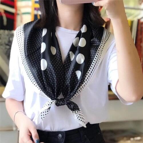90 scarf 100% silk satin fashion bufanda mujer invierno women silk scarf square red chain bandana black white dots scarf spring