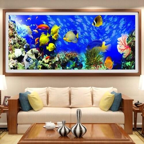DIY Diamond Embroidery,Round Diamond Ocean Fish Landscape Full rhinestone 5D Diamond painting cross stitch,needlework