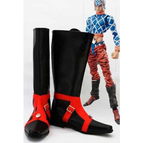 JOJO Guido Mista Black & Red Cosplay Boots Shoes Men Cosplay Costume Party Shoes Custom Made Boots