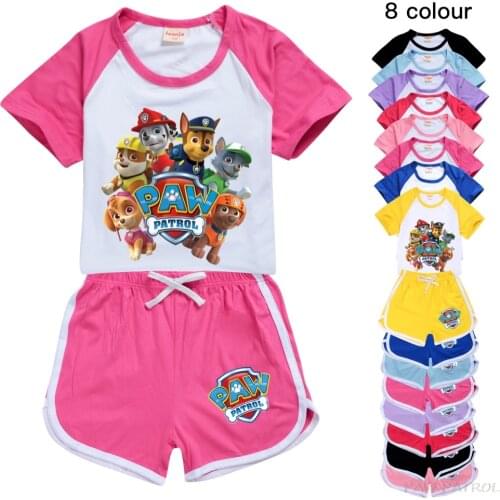 PAW PATROL Summer Teens Girls Clothes Sports Suit Kids Casual Childrens Clothing 2-16 Year Toddler Girls Sets Kids Clothing