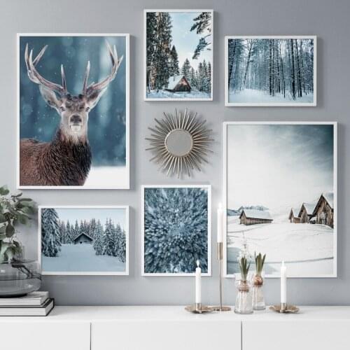 Diy Diamond Painting Cedar Forest Deer Winter Landscape Square/round Diamond Embroidery Mosaic Set Cross Stitch Home Decoration