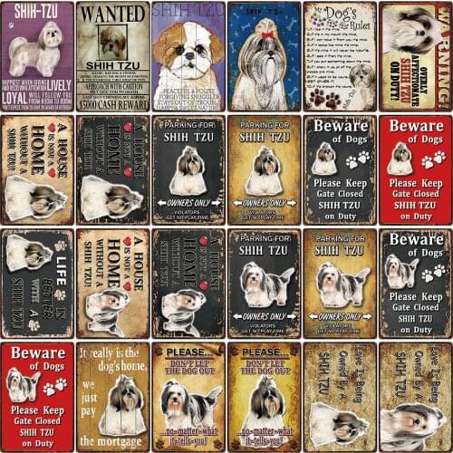 [ Kelly66 ] Pet Dogs Rules Warning Better Life With Shih Tzu Metal Sign Home Decor Bar Wall Art Painting 20*30 CM Size DG-14
