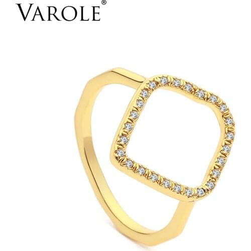 VAROLE Irregular Ring Cubic Zirconia Engagement Ladies Rings For Women Party Gifts Fashion Jewelry