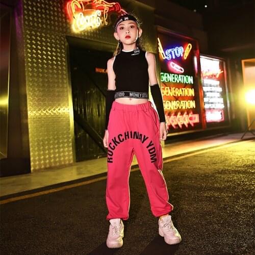 Children Hip Hop Jazz Dancing Performance Clothing Suit Summer Loose Street Dance Show Costume Girls Practice Wear Set VDB3682