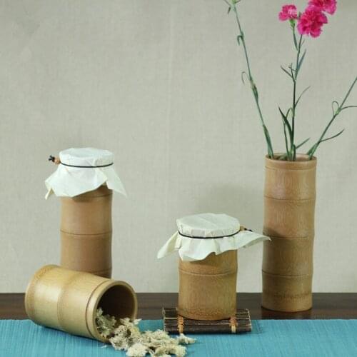 Creative High-grade Bamboo Caddy Tea Box without Cover the Ventilation of Tea Packaging Gift Storage Box Cartons Eco-friendly