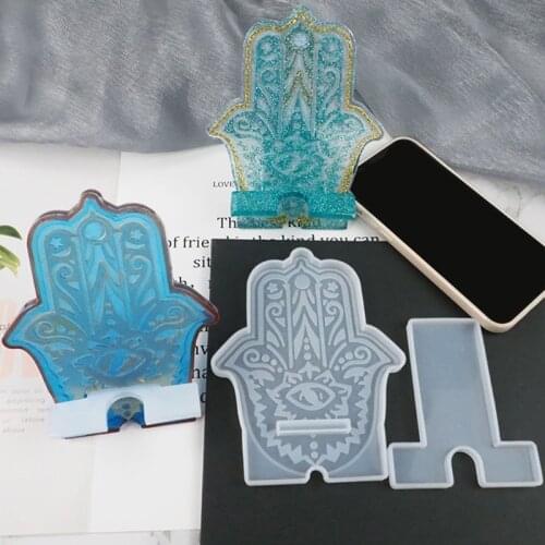 Crystal Epoxy Resin Mold Cellphone Bracket Holder DIY Crafts Casting Tool Mobile Phone Stand Silicone Mould Drop Shipping