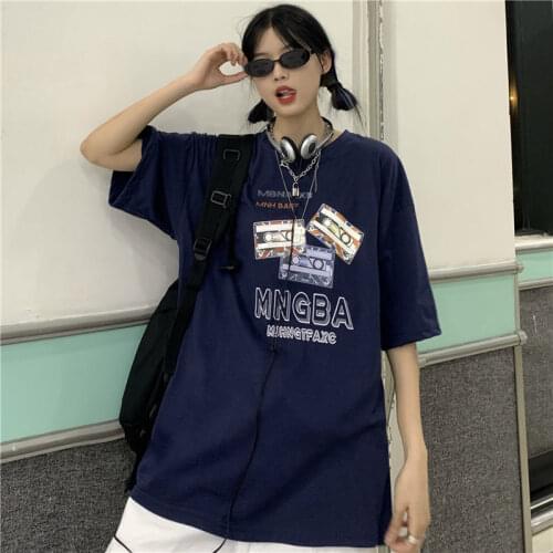 Summer New Trendy Brand Short-Sleeved Female Design Sense Niche Ins Trend Retro Hong Kong Style Loose T-Shirt