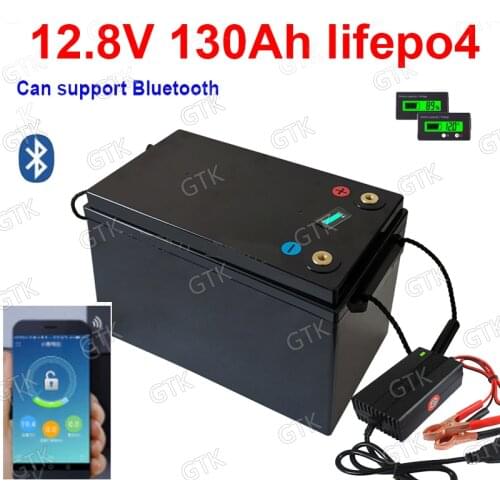 GTK lifepo4 12.8v 12V 130AH lithium battery bluetooth BMS APP 12V 130Ah battery for boat Inverter Portable power + 10A charger