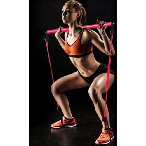 Pilates Bar Yoga Pull Rods Kit Portable Home Gym Body Abdominal Resistance Bands Exercise Stick Fitness Yoga Rope Puller Sit-Up