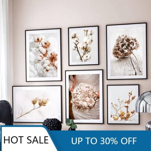Wall Art Canvas Painting Autumn Plants Flowers Cotton Woman Nordic Posters And Prints Decor Pictures For Home Decoration