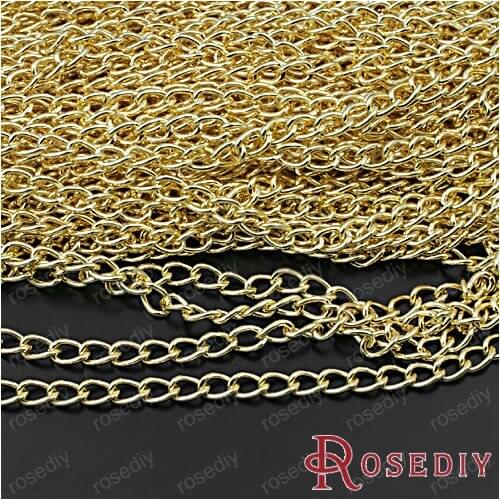 Wholesale Width 5mm Wire Thickness 1mm Gold color Iron Extended Twisted Chains Diy Jewelry Findings Accessories 5 Meter(JM5409)