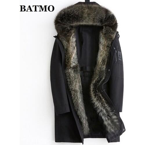 BATMO natural Raccoon fur collar mink fur liner hooded parkas men,mens winter warm hooded jackets ,mens fur coat XPK105