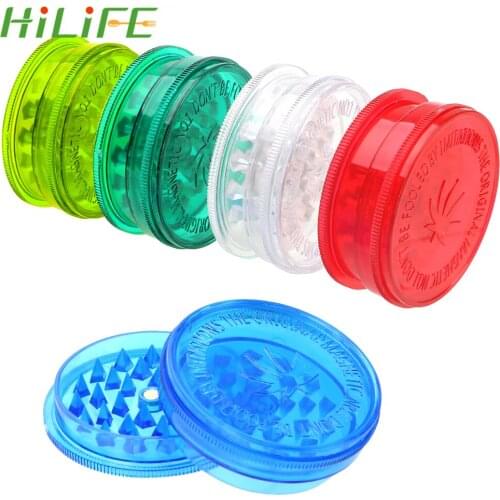 HILIFE Round Shape Plastic Tobacco Grinder Smoking Accessories Herb Grinder Tobacco Spice Crusher 3 Layer Color Random