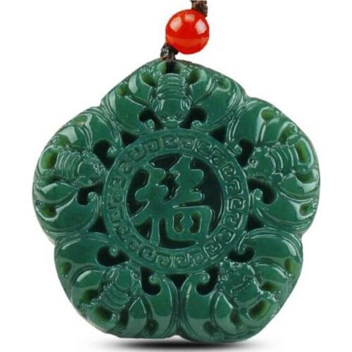 KYSZDL Natural Hetian Qing jade pendant hand-carved Homeplan green jade necklace pendant jewelry gifts FREE ROPE