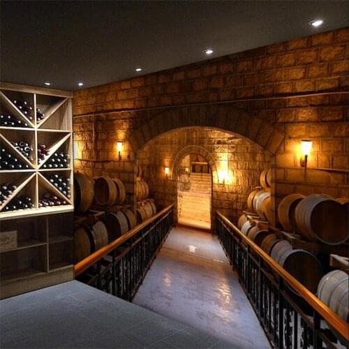 Beibehang Custom 3D vintage wine wallpaper winery barrel personality creative wallpaper bar music meal bar background wall paper