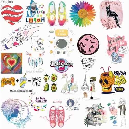 Prajna DIY Iron On Transfers For Clothing Patches For Clothing Fashion Heat Transfer Vinyl Badges Sticker On Clothes Stripes