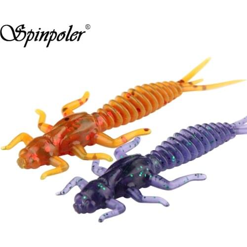 Spinpoler 10pcs Bionic Larva Soft Bait 60mm 1.4g Plastic Fishing Lure 4 Colors Silicone Bass Pike Wobbler Lure For Float Fishing