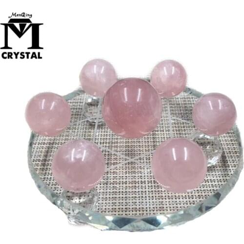 Natural rose gemstone Crystal Ball seven star array Figurines pink Quartz stone meditation reiki healing chakra Home decoration