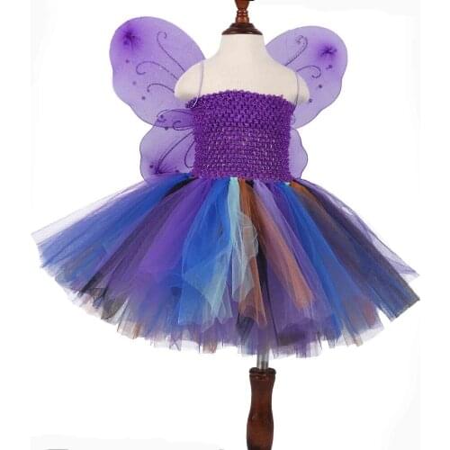 Purple Pixie TUTU Dress Outfit for Baby Girls Birthday Party Fluffy Tulle Dresses Toddler Tutu Halloween Costume Photo Props