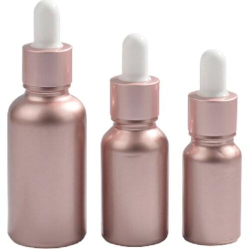 10ml 15ml 30ml Rosd Gold Frost Glass Dropper Bottle Empty Essential Oil Bottle Cosmetic Refillable Packaging Container 25pcs/Lot