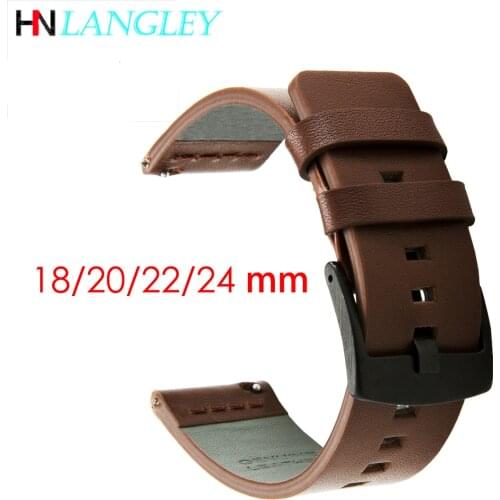 20mm 22mm Genuine Leather Strap Watch band for Samsung Galaxy Watch 42 46mm Gear S3 Sport for Amazfit WatchBand Quick Release