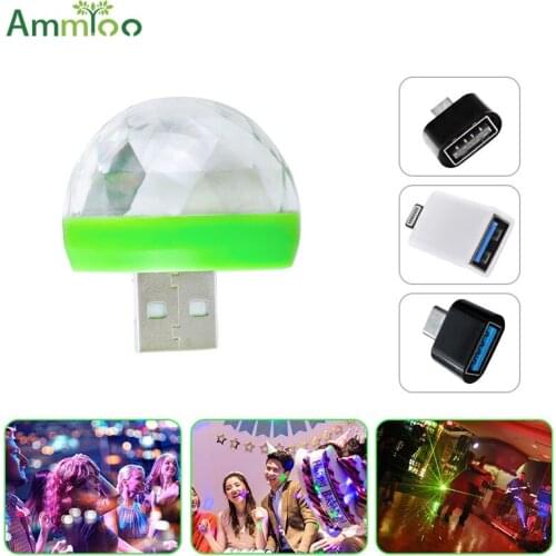 Sound Sensor 5V RGB USB LED Night Stage light Type-C Micro USB luminaria LED Bulb lamp Home KTV Entertainment Decor lightings