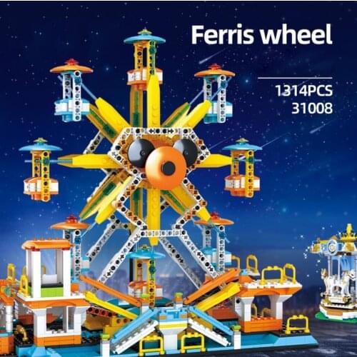 Technical city Playground rides ferris wheel moc building block funland assemble bricks educational toy collection for kids gift
