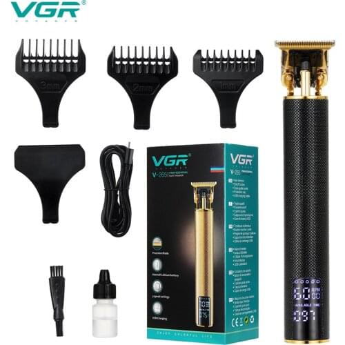 VGR Professional Hair Trimmer Hair-clipper Cutting-machine LED Smart Digital Display Metal Barber Electric Pusher
